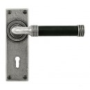 Finesse Design Pewter Jarrow Lever Handles on Backplate. Brown/Black.
