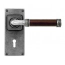 Finesse Design Pewter Jarrow Lever Handles on Jesmond Backplate. Brown/Black.