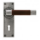 Finesse Design Pewter Jedburgh Lever Handles on Backplate. Brown/Black.