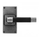 Finesse Design Pewter Jedburgh Lever Handles on Jesmond Backplate. Brown/Black.