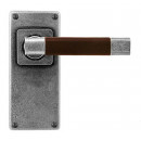 Finesse Design Pewter Jedburgh Lever Handles on Jesmond Backplate. Brown/Black.