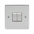 2 Gang 2 Way Switch. Flat Plate Stainless Steel