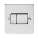 3 Gang 2 Way Switch. Flat Plate Stainless Steel