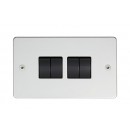 4 Gang 2 Way Switch. Flat Plate. Stainless Steel
