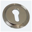 British Handmade Reeded Escutcheon in Chrome Nickel Brass or Bronze