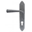 Gothic Lever Handles Espagnolette Backplate Pewter