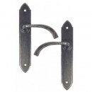 Gothic Lever Handles Plain Latch Backplate External Pewter