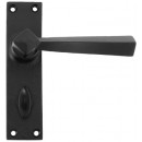 Straight Lever Handles on Bathroom Backplate in Black
