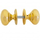 Polished Brass Mushroom Mortice or Rim Door Knobs