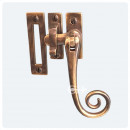 Monkey Tail Casement Fastener in Antique Brass