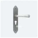 Gothic Lever Handles Euro Lock Backplate Pewter