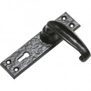 Kirkpatrick Lever Handle on Backplate in Black Argent or Pewter 