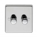 2 Gang Dimmer in Black Brass or Stainless