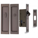 Rectangular Pocket Door Privacy Set In Dark Matt Bronze