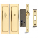 Rectangular Pocket Door Privacy Set In Polished Brass