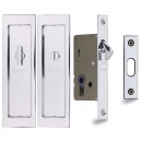 Rectangular Pocket Door Privacy Set In Polished Chrome