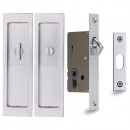 Rectangular Pocket Door Privacy Set In Satin Chrome