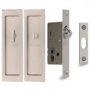 Rectangular Pocket Door Privacy Set In Satin Nickel