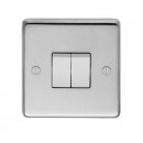 Single 2 Gang Light Switch. Black Brass or Stainless