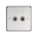 2 Gang TV Socket in Black Brass or Stainless