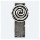 Finesse Design Pewter Swirl Knobs on Plain Latch Backplate